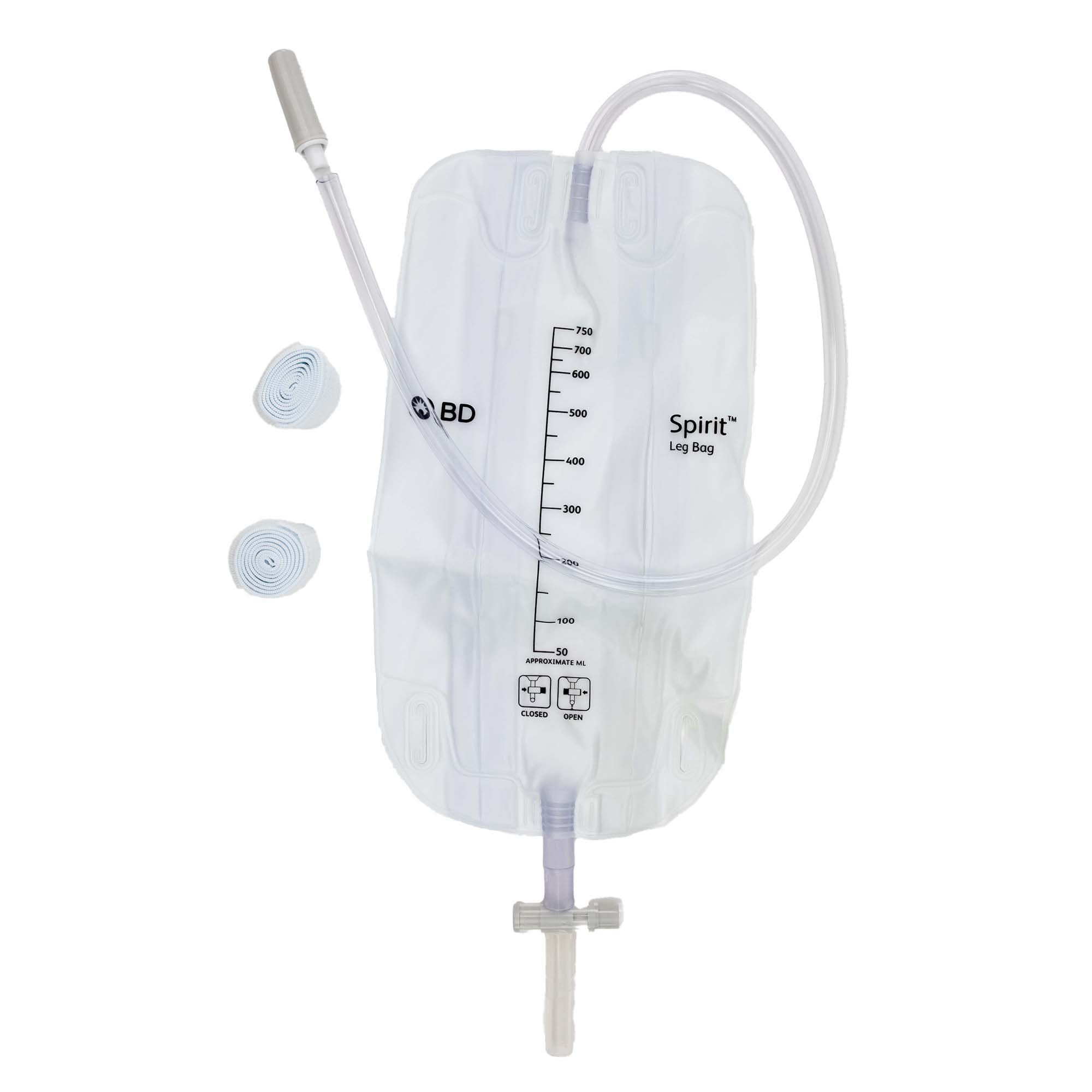 BD Spirit Urinary Leg Bags with T-Tap Drainage Valve - 350