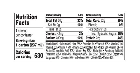 Boost VHC Nutrition Facts