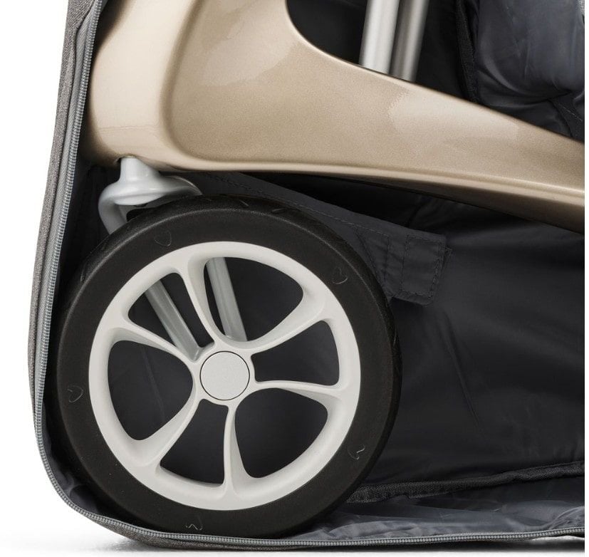 Close-up of Rollator Wheel in Travel Bag