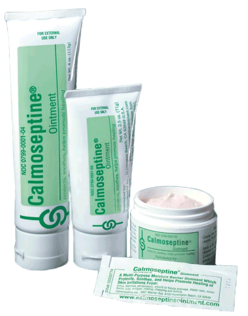 Calmoseptine Ointment 1/8, 2.5 and 4 oz packaging