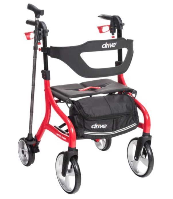 Rollator With Cane Attached to the Side