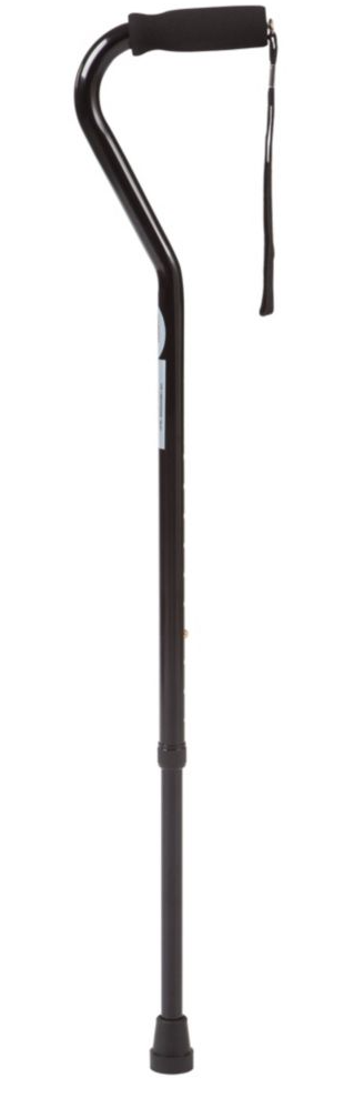 Cardinal Health Push Button Aluminum Cane, Offset & J-Hook