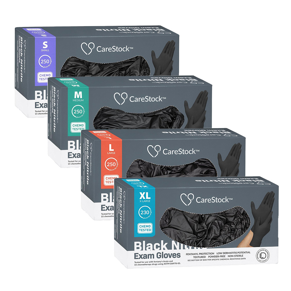 Black Nitrile Exam Gloves - S, M, L and XL