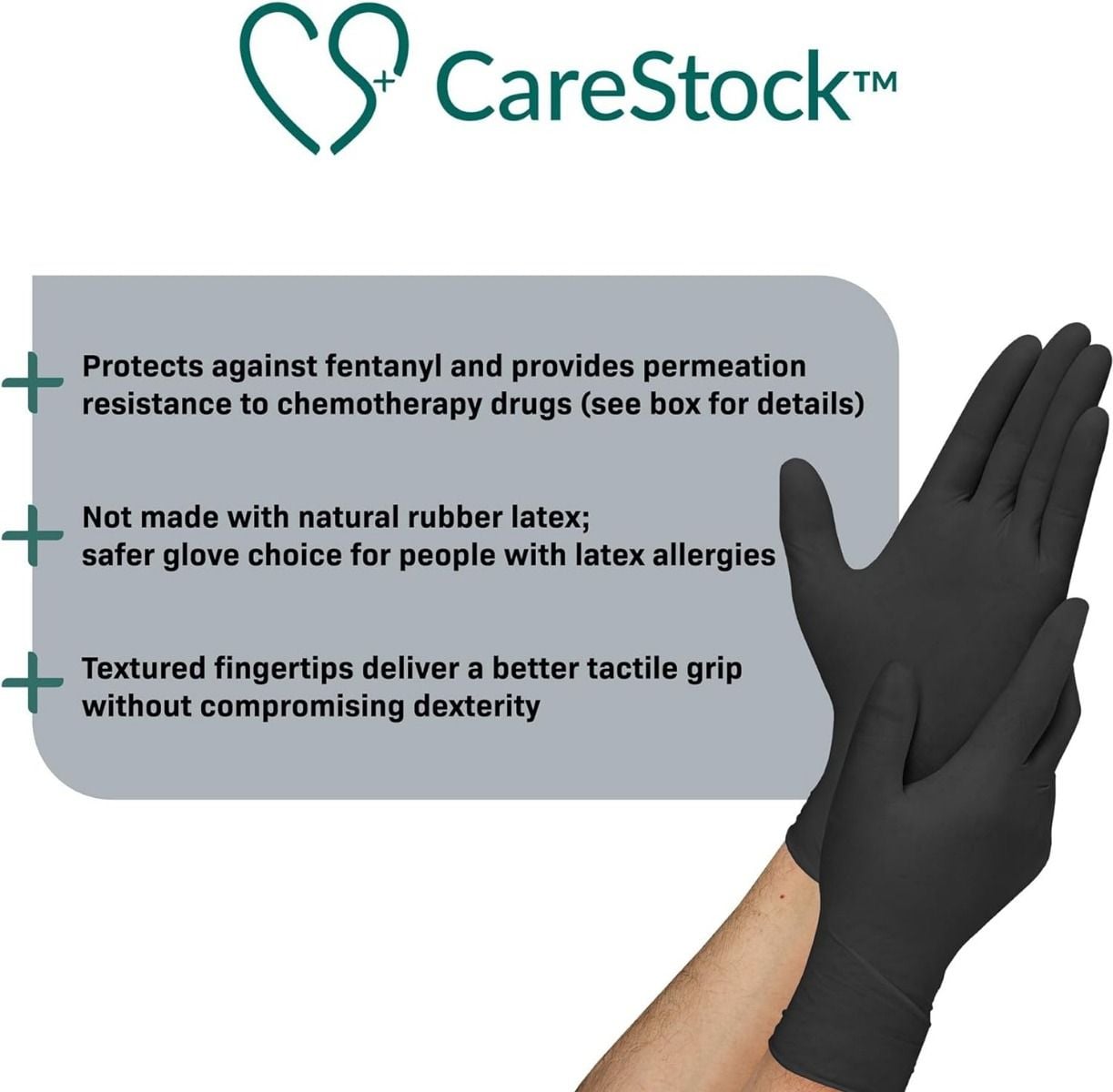 CareStock Black Exam Gloves Attributes