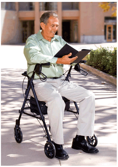 Carex Step N Rest Rollator Walker with Padded Back and Padded Seat