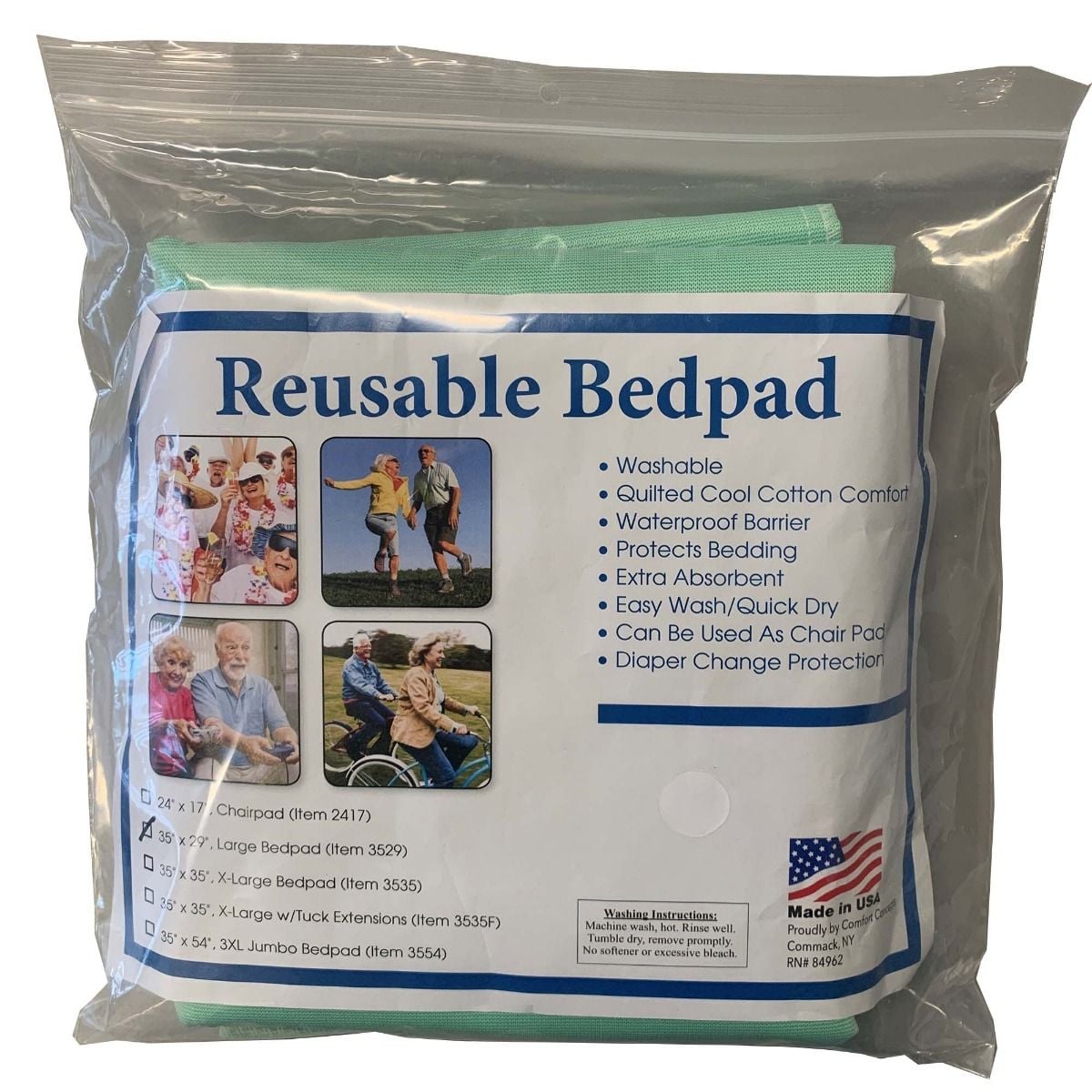 Reusable Comfort Care Bed Pads are Quilted and Washable