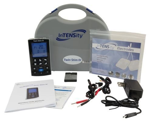 Twin Stim IV Unit shown with carrying case and accessories