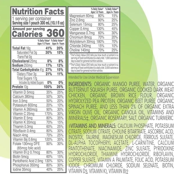 Ingredients for Compleat Organic Blends Chicken-Garden Formula