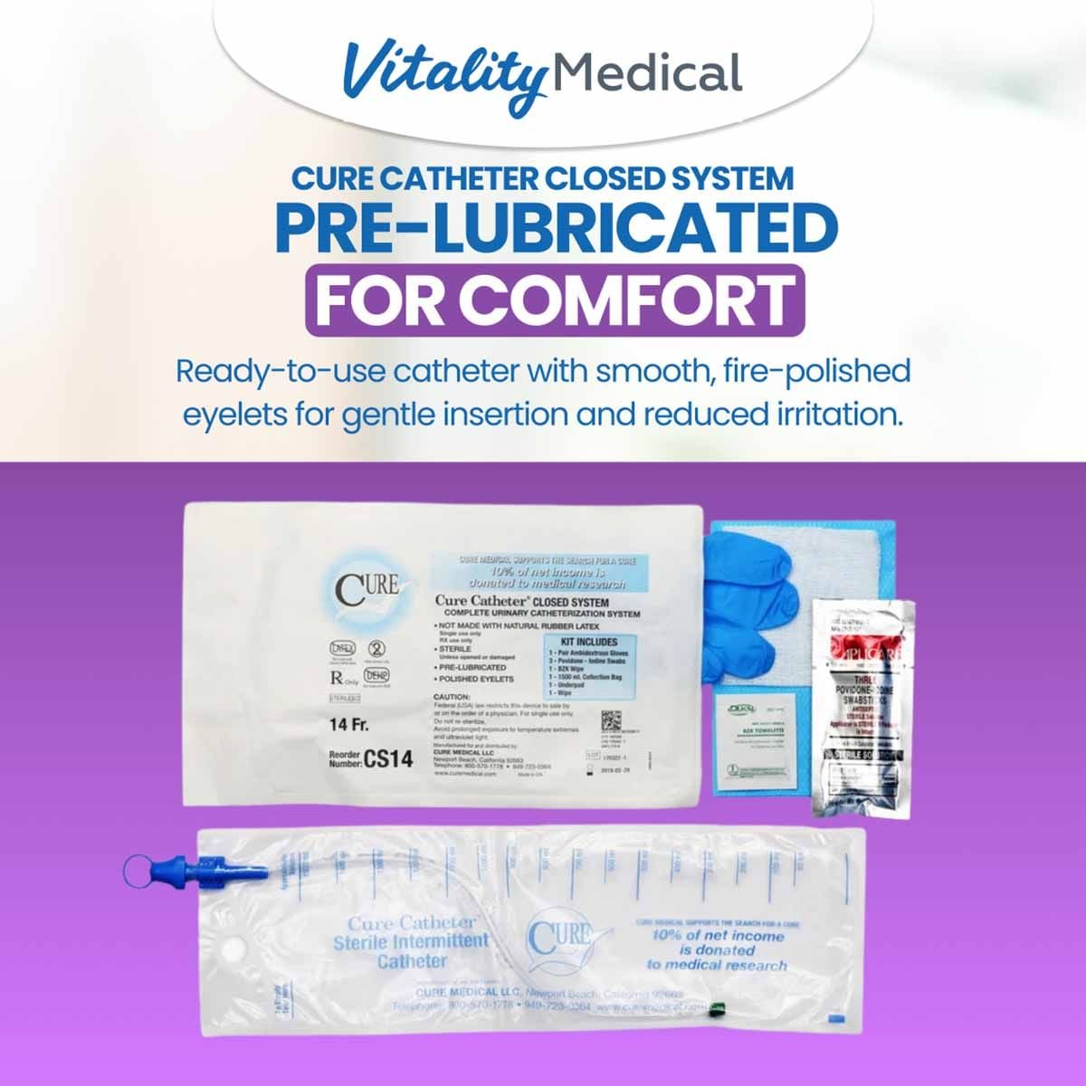 Image 2 of Cure Catheter Closed System - Singles or Kit