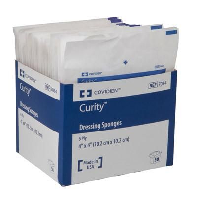 Covidien 7084 Curity 4 x 4 Inch Dressing Sponges 6 Ply, Sterile