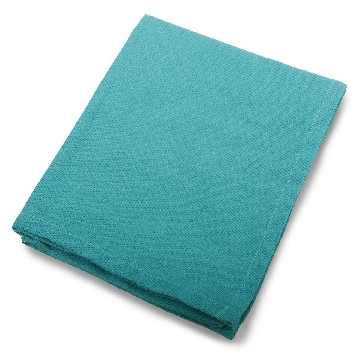 Folded towel with closeup of stitching