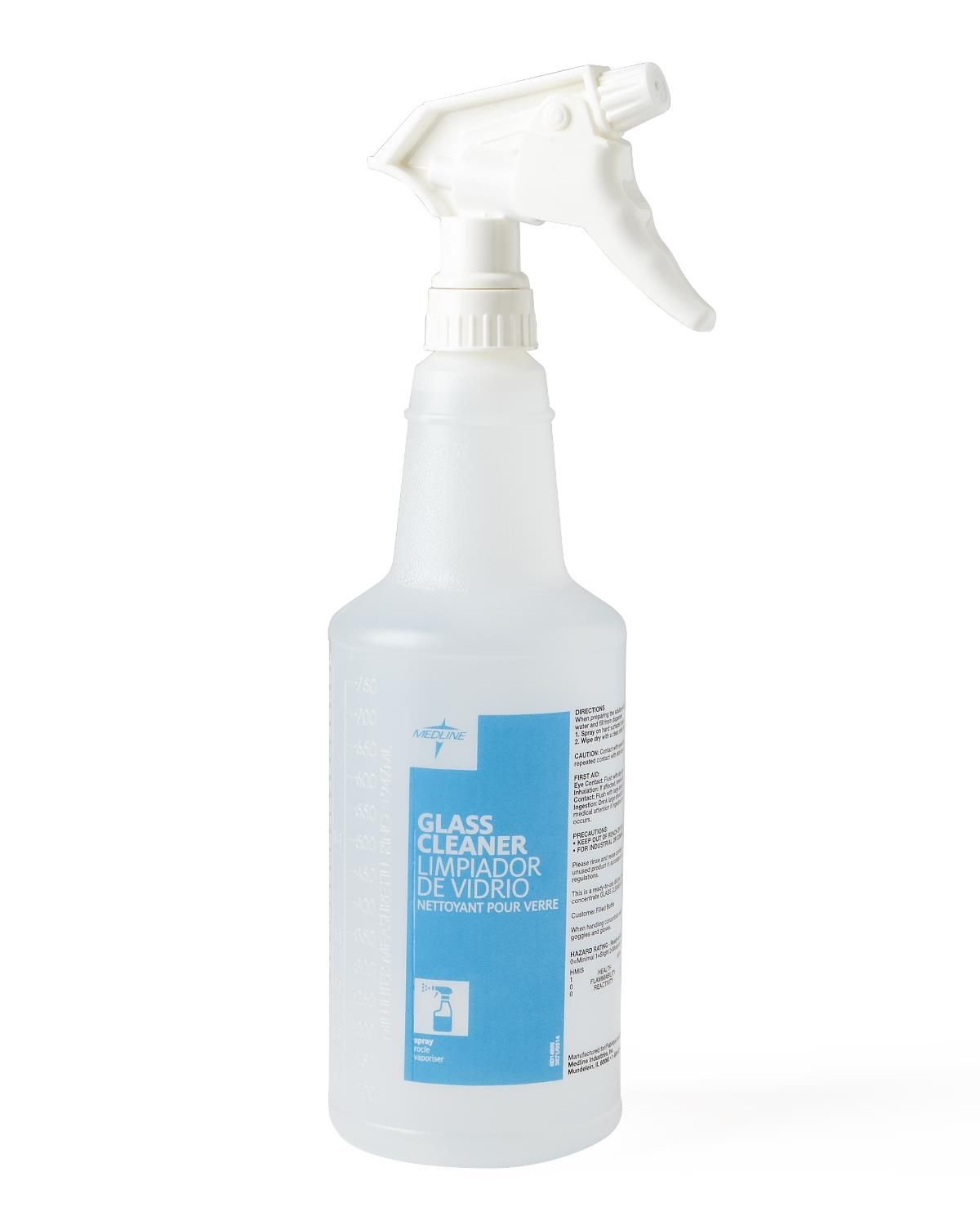 Medline Multi-Surface Glass Cleaner, 32 oz. Empty Spray Bottle - EVSCHEM003