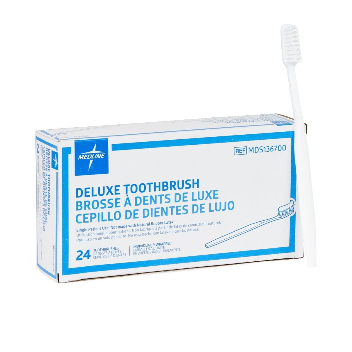 Medline Deluxe Adult Patient Toothbrush, Individually Wrapped