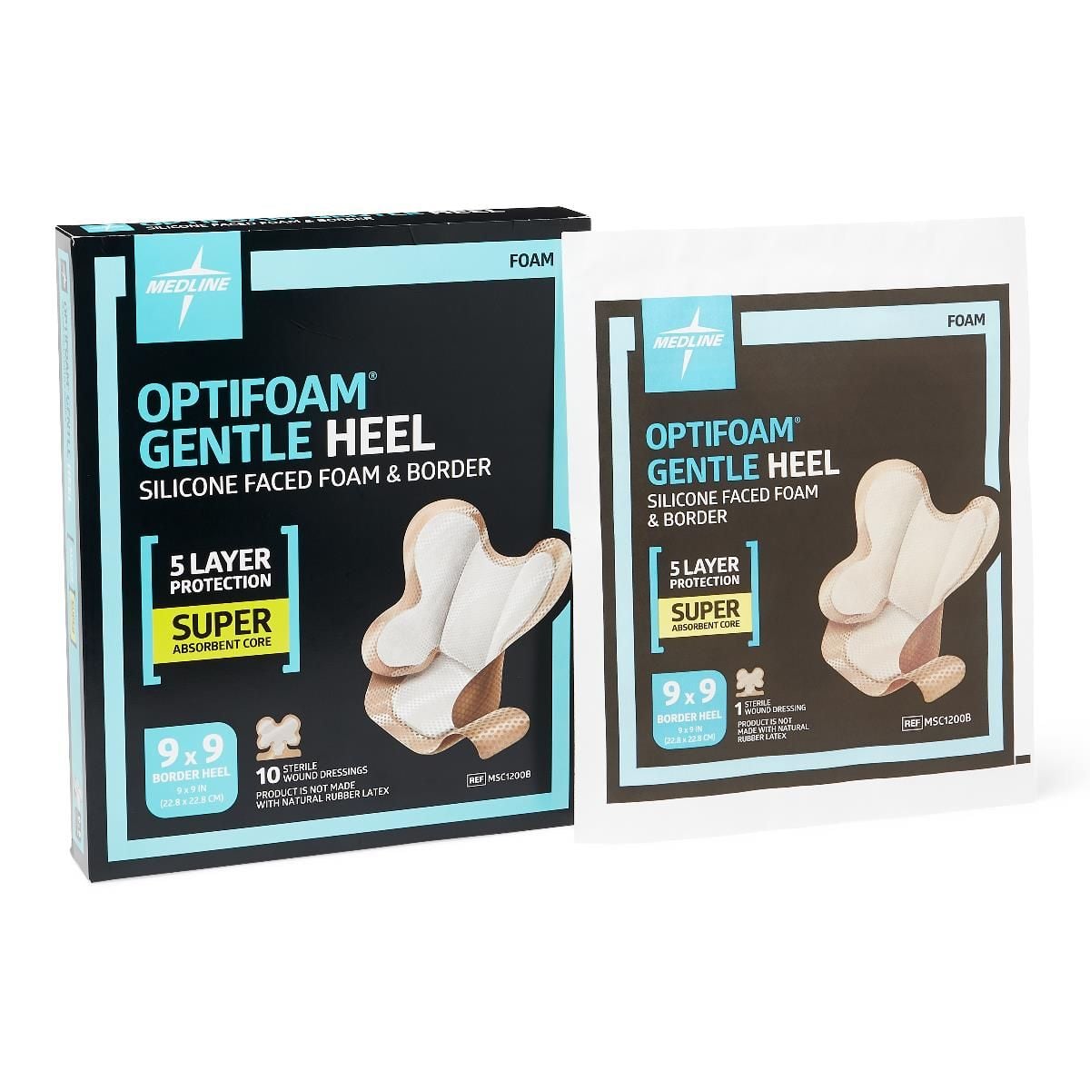 Optifoam Gentle Heel Silicone-Faced Foam Dressings, 9 x 9 in.