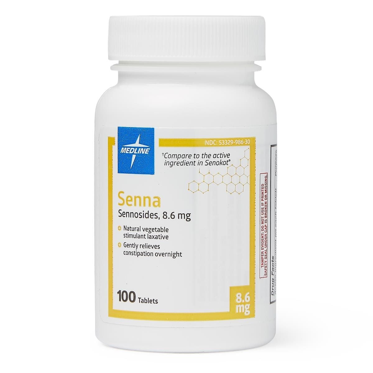 Medline Senna Laxative Tablets, 8.6 mg, 100 ct.