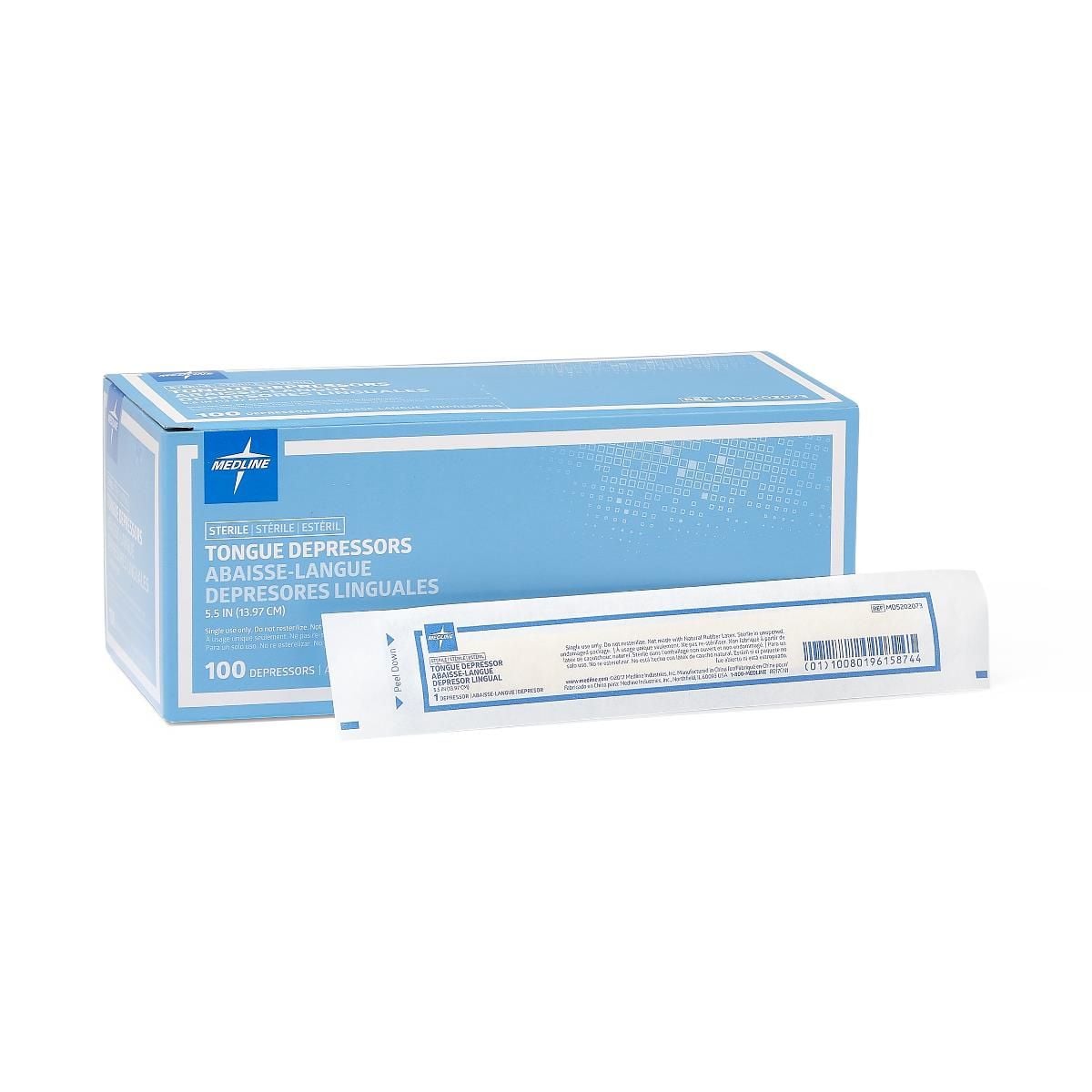 Medline Sterile Tongue Depressors, 5-1/2 or 6 in.