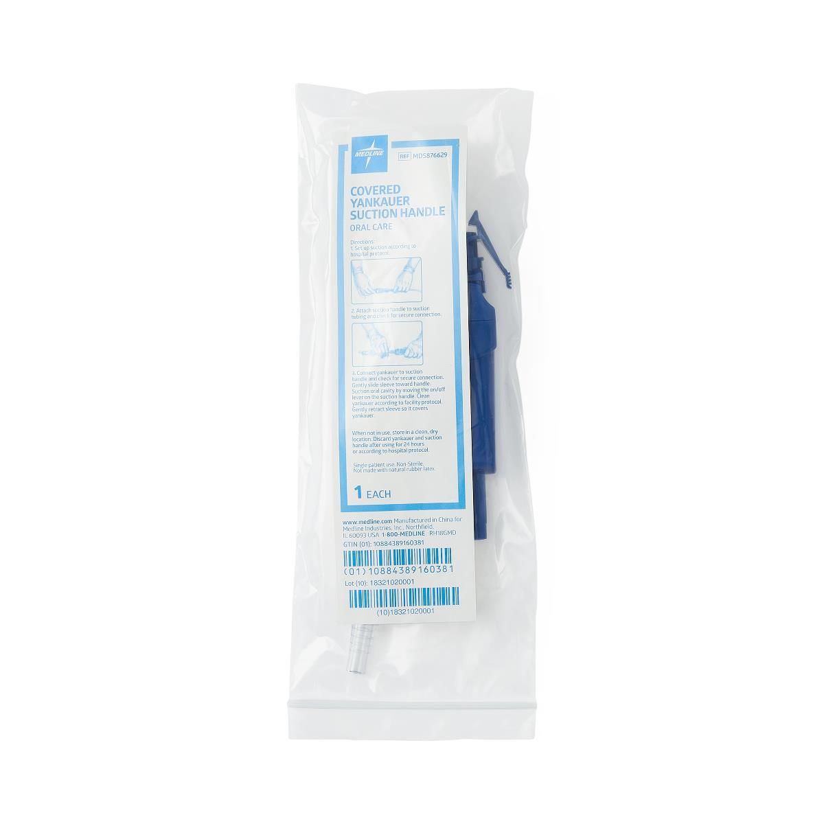 Medline Covered Yankauer with On/Off Valve Suction Handle