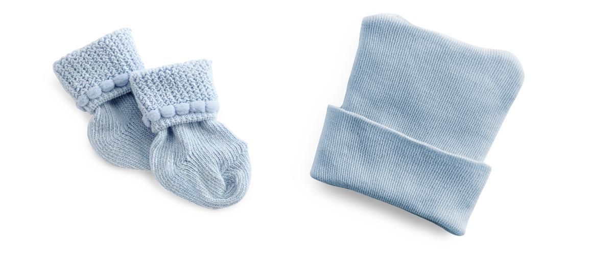 Medline Infant Cap and Bootie Sets, Blue, Pink, or White