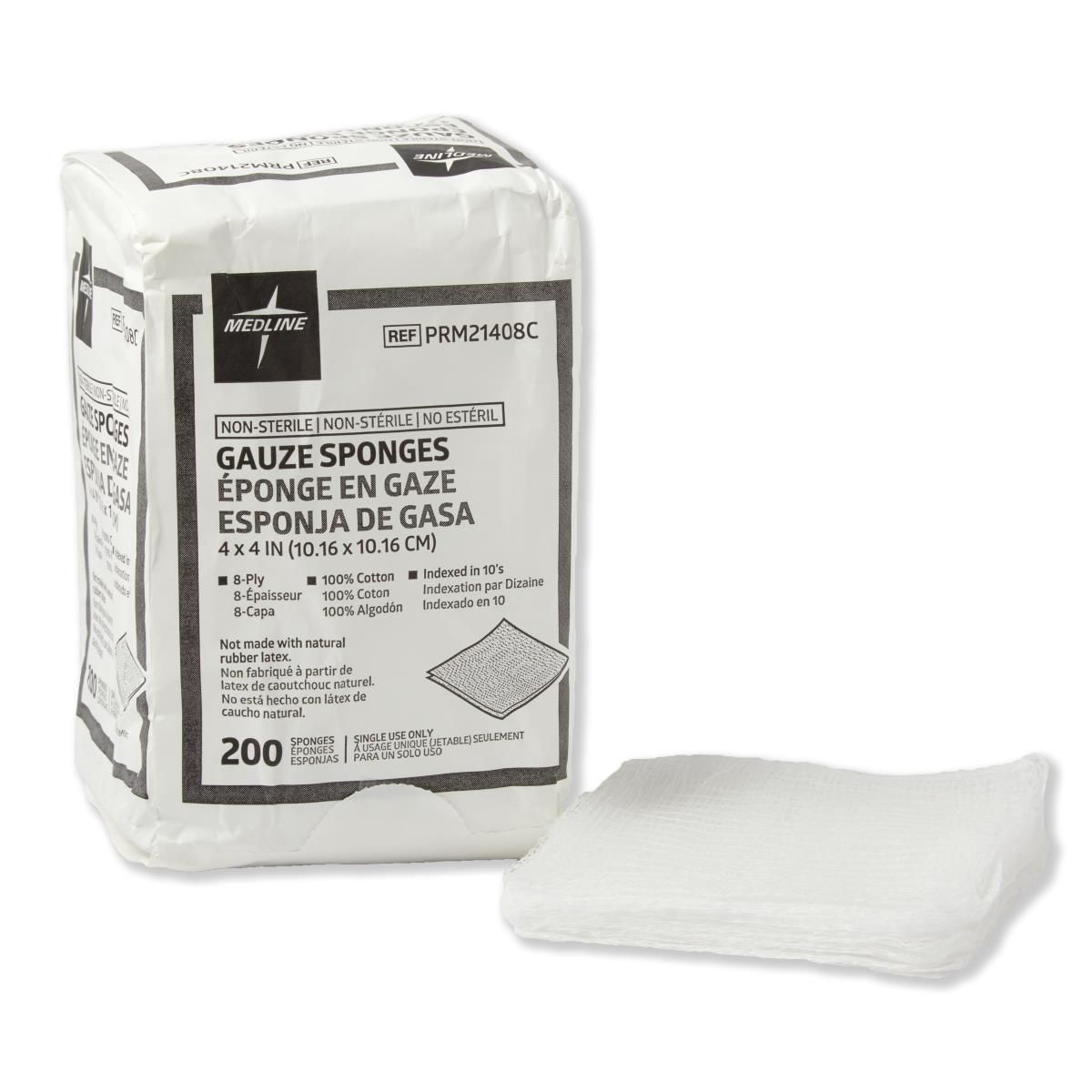 Medline PRM21408C 4 x 4 Inch Woven Gauze Sponge 8 Ply