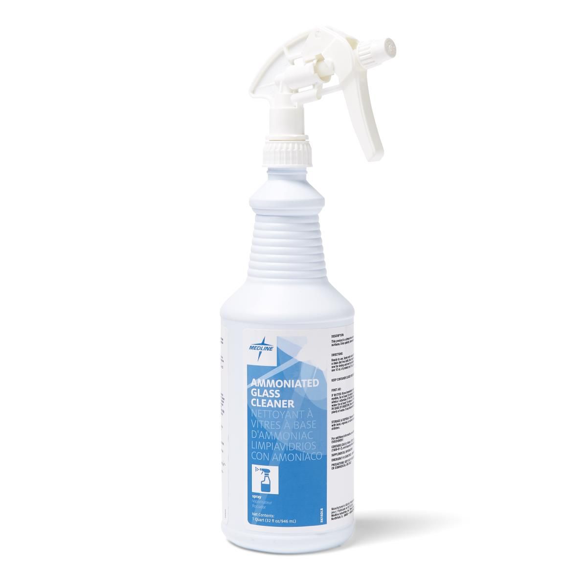 Medline Ammoniated Glass Cleaner, 32 oz. Spray Bottle - EVSCHEM201