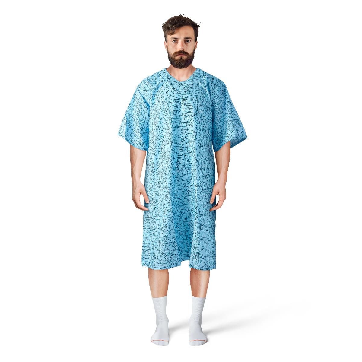 PerforMAX Patient Gowns, Reusable, Cascade Blue Print