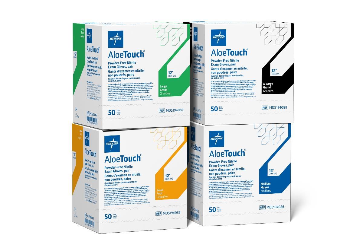 Medline Aloetouch Powder-Free Nitrile Exam Gloves, Latex Free