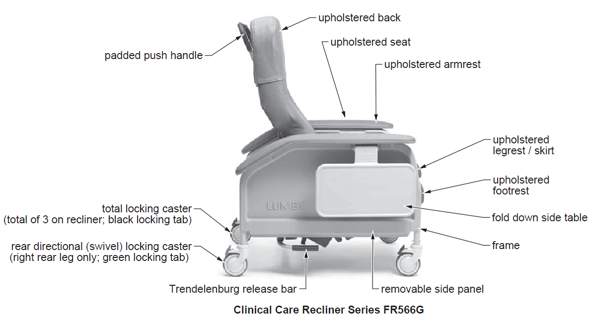 Lumex Deluxe Clinical Care Geri Chair Recliner with Tray Features