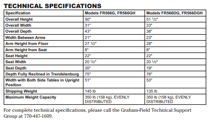 deluxe-clinical-care-recliner-FR566DG-specifications
