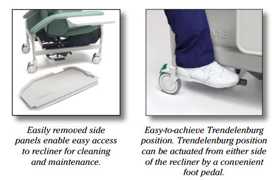 Lumex Deluxe Clinical Care Geri Chair Recliner Wheels