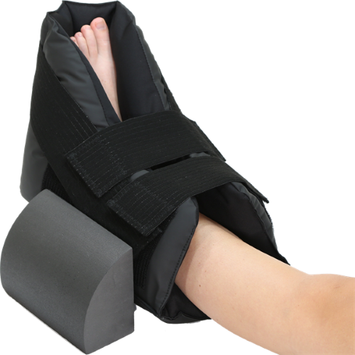 A foot rests comfortably inside the boot.