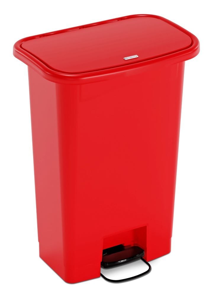 Red Detecto trash can