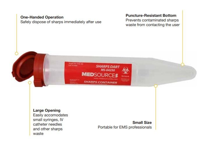 One-Handed Operation - Safely Dispose of Sharps Immediately After Use | Puncture-Resistant Bottom- Prevents Contaminated Sharps Waste From Contacting the User | Large Opening - Easily Accommodates Small Syringes, IV Catheter Needles, and Other Sharps Wast