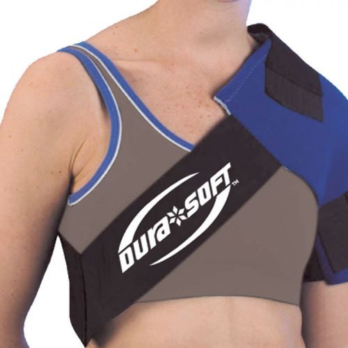 The Dura*Soft Shoulder Wrap is a freezable gel pack for the shoulder. The elastic gel straps provide a universal fit for virtually any shoulder.