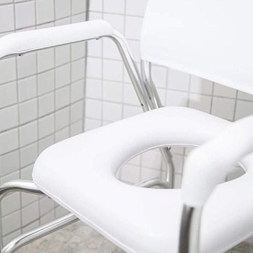 Commode Transport Chair with Padded Toilet Seat