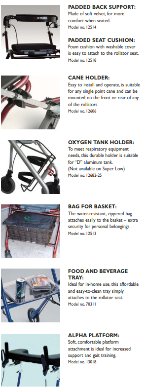 Dolomite Rollator Accessories Lists - 1