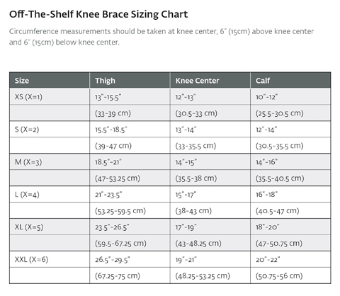 Knee Sleeve Size Chart