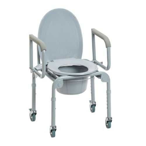 Drive Medical Steel Drop-Arm Bedside Commode