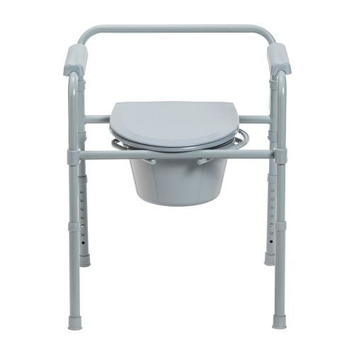 Steel Folding Deep Seat Bedside Commode - Front view