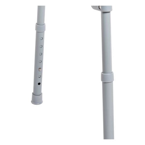 Adjustable leg height on Drive folding steel commode.