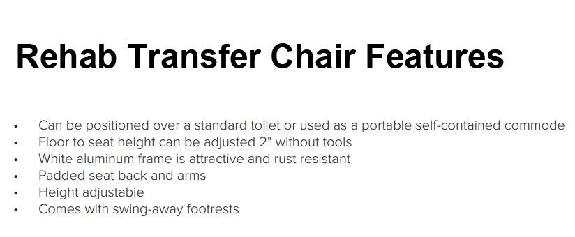 Transfer Chair Features