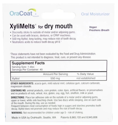 Xylimelts for Dry Mouth - Supplement Facts