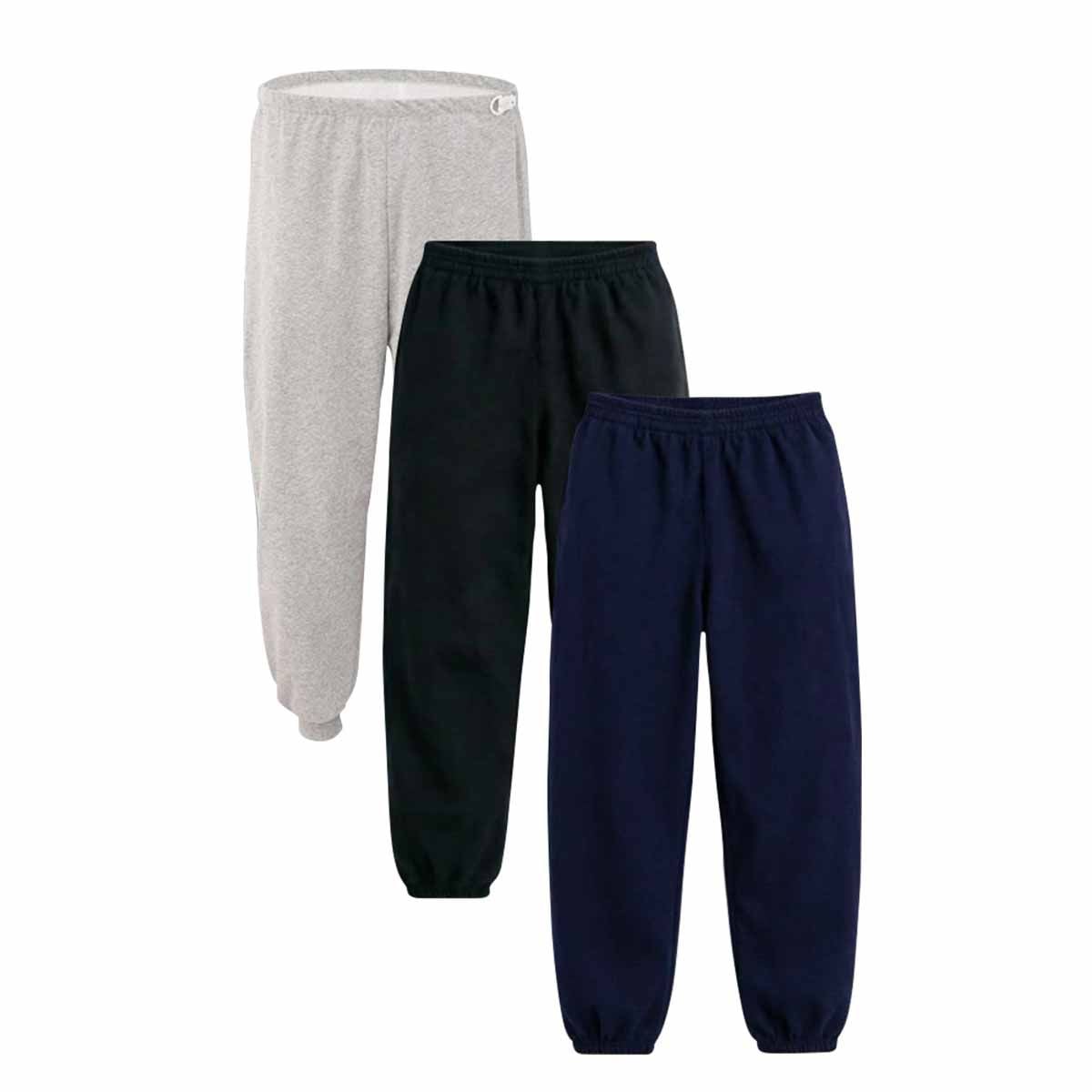 Dryment adult pants in gray, black, and navy