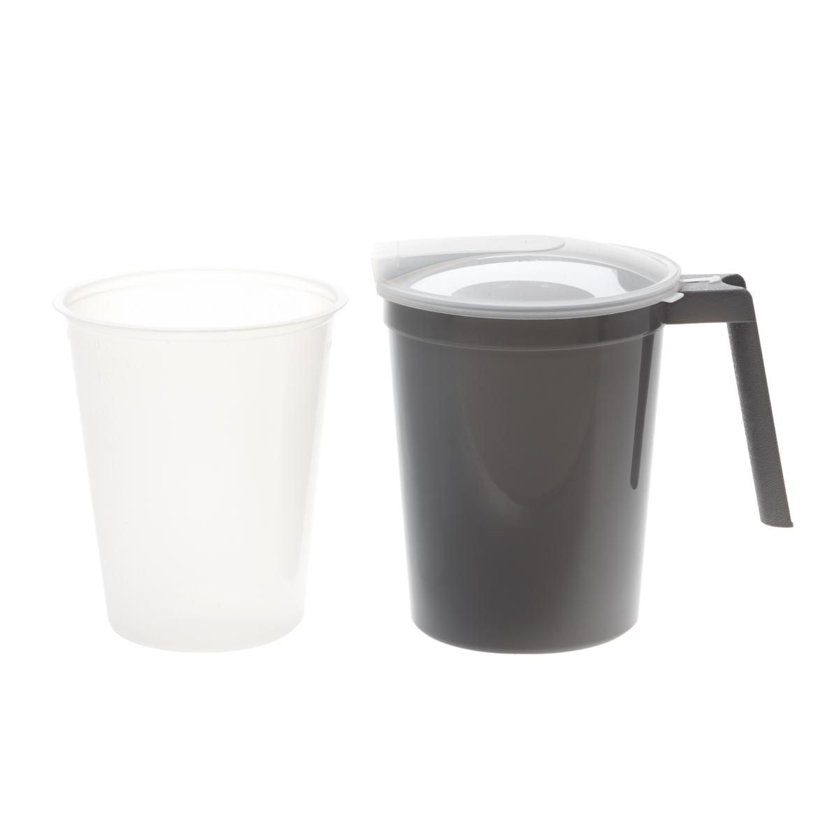 Medline Shrink-Wrapped Water Pitcher Set with Plastic Liner, Graphite - DYK100CMPLS