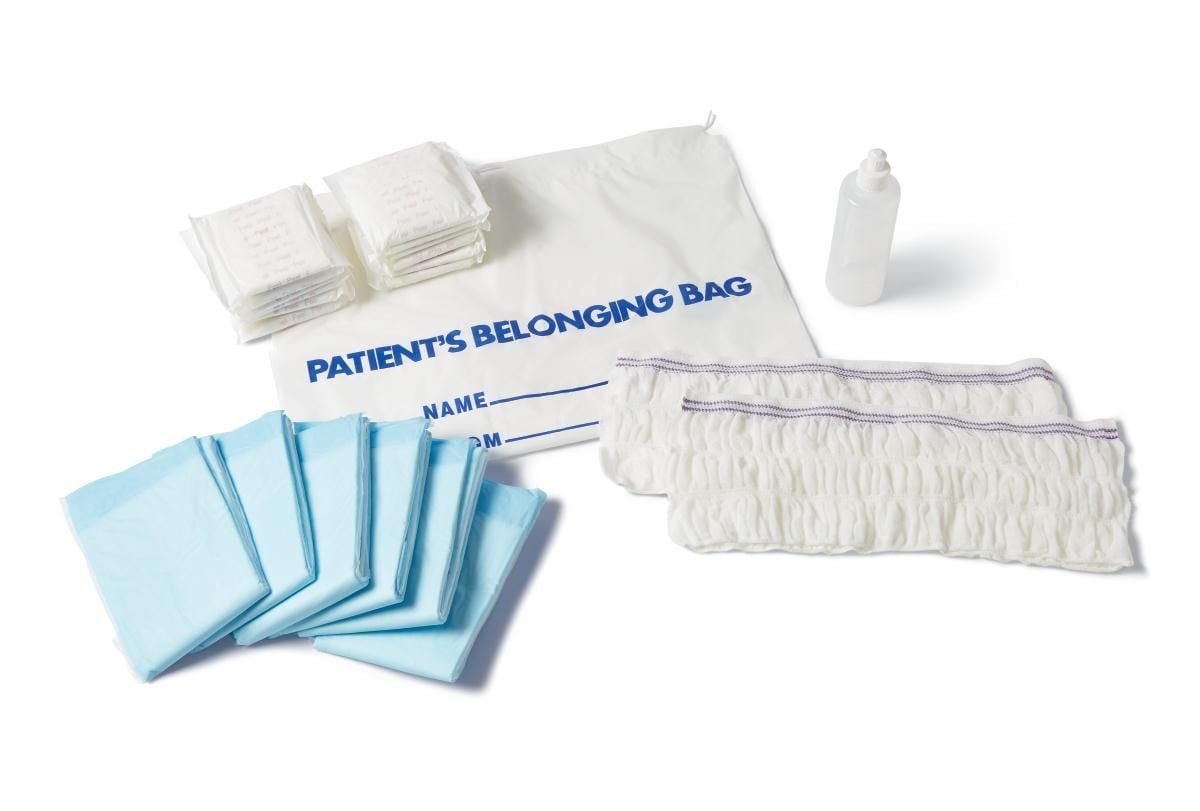 Medline Basic Maternity Kit, Mesh Panties, Peri Bottle, Pads, and Underpads - DYKD200COLMA