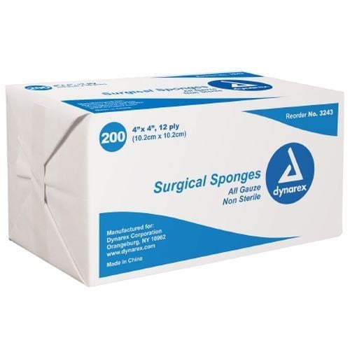 Dynarex 3243 Surgical Gauze Sponges 4 x 4 Inch, 12 Ply | Vitality