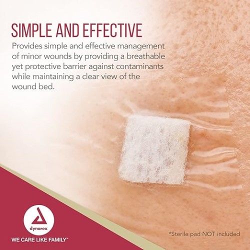 A square of sterile pad with the Dynarex dressing.
