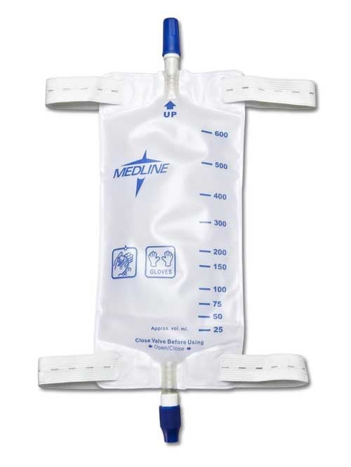 Medline Leg Bag with Twist Valve or Slide-Tap Drainage Port