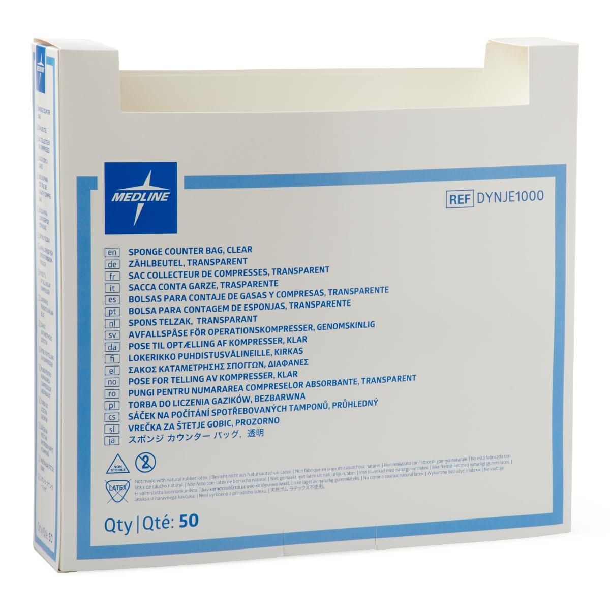 Medline Surgical Sponge Counter Bags, Clear or Blue