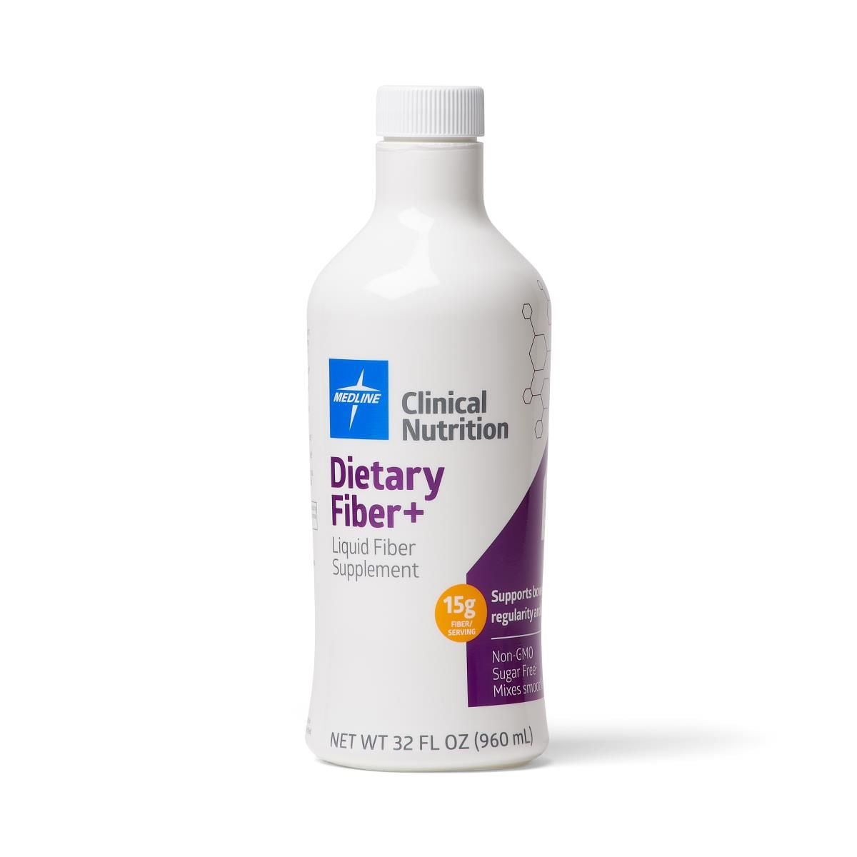 Medline Dietary Fiber+ Liquid Supplement, Vanilla Creme, 32 oz.