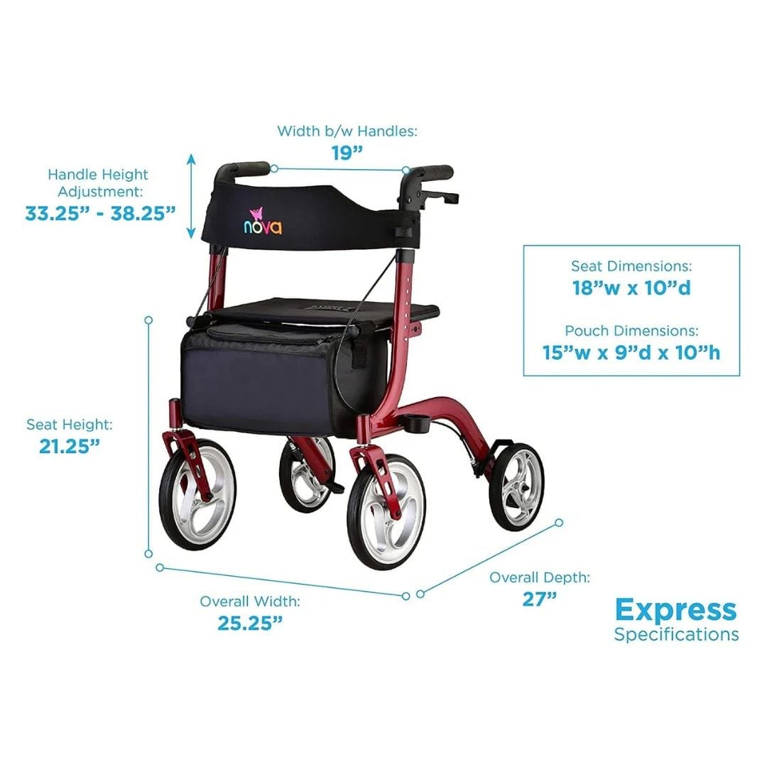 Dimensions for the Express Rollator
